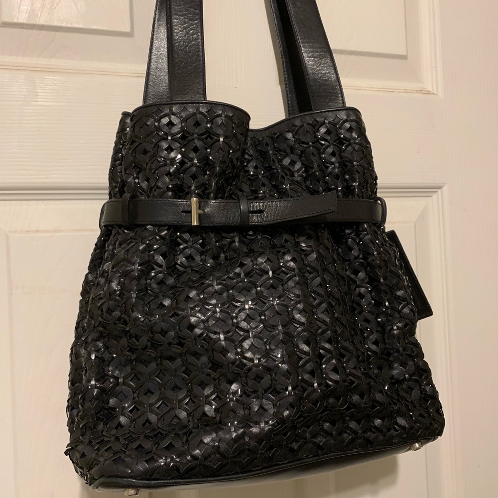 Marc & Marc Leather Braided Bucket Bag